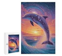 1000 PCS Jigsaws for Adults Galactic Dolphin Sunset Puzzle For Teenagers Precision Cutting Parent-child Interaction Stress Reduction Gifts 1000 PCS