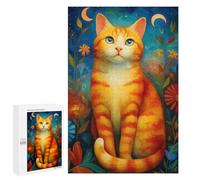 1000 PCS Jigsaws for Adults Ginger Cat with Flowers-1 Adult Jigsaw Puzzles Stress Reliever Difficult And Challenge Family Fun & Game Night 1000 PCS
