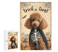 1000 PCS Jigsaws for Adults Halloween Poodle Skeleton Costume-2 Puzzle For Teenagers Precision Cutting Parent-child Interaction Stress Reduction Gifts 1000 PCS