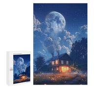 1000 PCS Jigsaws for Adults Moonlit Cabin Scene Jigsaw for Teenagers Improve Memory Every Piece Is Unique - Toys Educational Games 1000 PCS