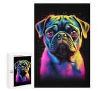 1000 PCS Jigsaws for Adults Neon Pug Portrait Dog Puzzles for Adults Toy Wall Decor Improve Memory Gifts for Friends And Family 1000 PCS