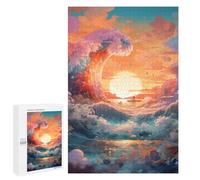 1000 PCS Jigsaws for Adults Ocean Wave Sunset Boat Adult Jigsaw Puzzles Stress Reliever Difficult And Challenge Family Fun & Game Night 1000 PCS