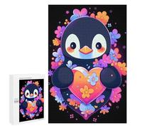 1000 PCS Jigsaws for Adults Penguin Flowers And Hearts Puzzles for Adults Toy Wall Decor Improve Memory Gifts for Friends And Family 1000 PCS