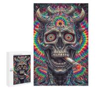 1000 PCS Jigsaws for Adults Psychedelic Devil Skull Art Print-3 Puzzle For Teenagers Precision Cutting Parent-child Interaction Stress Reduction Gifts 1000 PCS