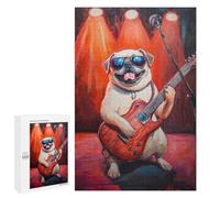 1000 PCS Jigsaws for Adults Pug Playing Guitar Painting-1 Puzzle For Teenagers Precision Cutting Parent-child Interaction Stress Reduction Gifts 1000 PCS