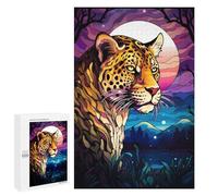 1000 PCS Jigsaws for Adults Puzzle Abstract Leopard Night Moo Jigsaws for Adults Fun Games Stress Reliever Challenging To Complete 1000 PCS