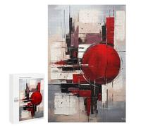 1000 PCS Jigsaws for Adults Puzzle Abstract Red Sphere - Black, White & Crimson Geometry Puzzles for Adults Toy Wall Decor Enhance Memory Gifts for Friends And Family 1000 PCS