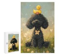1000 PCS Jigsaws for Adults Puzzle Adorable Poodle with Rubber Duck Jigsaw Puzzles for Adults For Family Fun for Birthday, Chrismas Unique Challenge Game 1000 PCS