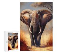 1000 PCS Jigsaws for Adults Puzzle African Bush Elephant Jigsaws for Adults Fun Games Stress Reliever Challenging To Complete 1000 PCS