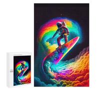 1000 PCS Jigsaws for Adults Puzzle Astronaut Surfing Rainbow Wave -4 Adult Jigsaw Relax Games Difficult Challenge Challenging To Complete 1000 PCS