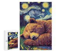 1000 PCS Jigsaws for Adults Puzzle Bear Sleeping Under Starry Night Puzzles for Adults Hands-on Game Hand Speed Race Great Gift for Gaming 1000 PCS