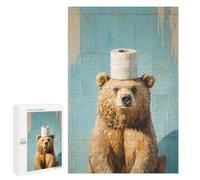 1000 PCS Jigsaws for Adults Puzzle Bear with Toilet Paper Roll on Head-1 Jigsaw Puzzles for Adults For Family Fun for Birthday, Chrismas Unique Challenge Game 1000 PCS