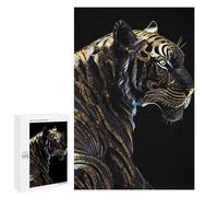 1000 PCS Jigsaws for Adults Puzzle Black Golden Tiger Puzzles for Adults Hands-on Game Hand Speed Race Great Gift for Gaming 1000 PCS