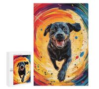 1000 PCS Jigsaws for Adults Puzzle Black Lab in Swirling Colors Jigsaws for Adults Fun Games Stress Reliever Challenging To Complete 1000 PCS