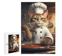 1000 PCS Jigsaws for Adults Puzzle Cat Chef Baking Puzzles for Adults Hands-on Game Hand Speed Race Great Gift for Gaming 1000 PCS