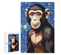1000 PCS Jigsaws for Adults Puzzle Chimpanzee Portrait in Starry Night Style Jigsaw Puzzle Hands-on Game But Fun And Humorous Birthday Present, Gifts, 1000 PCS