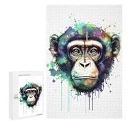 1000 PCS Jigsaws for Adults Puzzle Colorful Chimpanzee Portrait Art Print Jigsaw for Adults Fun Games Presents for Women Challenging To Complete 1000 PCS
