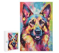 1000 PCS Jigsaws for Adults Puzzle Colorful German Shepherd Painting-4 Jigsaw Puzzles for Adults For Family Fun for Birthday, Chrismas Unique Challenge Game 1000 PCS