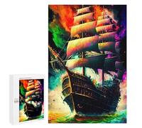 1000 PCS Jigsaws for Adults Puzzle Colorful Sailing Ship Artwork Jigsaw Puzzle Hands-on Game But Fun And Humorous Birthday Present, Gifts, 1000 PCS