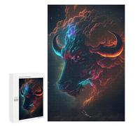 1000 PCS Jigsaws for Adults Puzzle Cosmic Bull Profile Jigsaw for Adults Fun Games Presents for Women Challenging To Complete 1000 PCS
