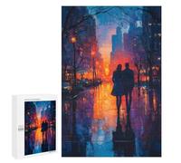 1000 PCS Jigsaws for Adults Puzzle Couple Walking City Sunset Puzzles for Adults Hands-on Game Hand Speed Race Great Gift for Gaming 1000 PCS
