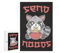 1000 PCS Jigsaws for Adults Puzzle Cute Raccoon Eating Ramen Puzzles for Adults Hands-on Game Hand Speed Race Great Gift for Gaming 1000 PCS