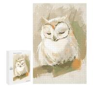 1000 PCS Jigsaws for Adults Puzzle Cute Sleeping Baby Owl Nursery Illustration Jigsaws for Adults Fun Games Stress Reliever Challenging To Complete 1000 PCS