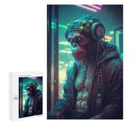 1000 PCS Jigsaws for Adults Puzzle Cyberprimate in Neon Cityscape Jigsaw Puzzle Hands-on Game But Fun And Humorous Birthday Present, Gifts, 1000 PCS
