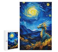 1000 PCS Jigsaws for Adults Puzzle Dragon Under Starry Night Puzzles for Adults Hands-on Game Hand Speed Race Great Gift for Gaming 1000 PCS