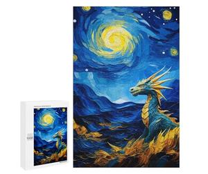 1000 PCS Jigsaws for Adults Puzzle Dragon Under Starry Night Puzzles for Adults Hands-on Game Hand Speed Race Great Gift for Gaming 1000 PCS