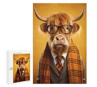 1000 PCS Jigsaws for Adults Puzzle Dressed Highland Cow Puzzles for Adults Toy Wall Decor Enhance Memory Gifts for Friends And Family 1000 PCS