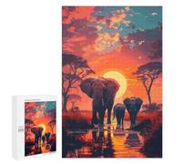 1000 PCS Jigsaws for Adults Puzzle Elephants Savanna Nature Puzzles for Adults Family Games Staycation Kill Time Challenging To Complete 1000 PCS