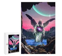 1000 PCS Jigsaws for Adults Puzzle Enigmatic Angelic Statue with Cosmic Heart Adult Jigsaw Relax Games Difficult Challenge Challenging To Complete 1000 PCS