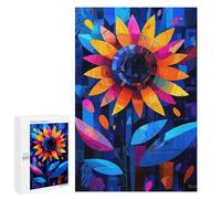 1000 PCS Jigsaws for Adults Puzzle Expressionist Geometry Sunflower - Vibrant Abstract Floral Art Jigsaws for Adults Fun Games Stress Reliever Challenging To Complete 1000 PCS