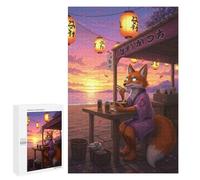 1000 PCS Jigsaws for Adults Puzzle Fox Eating Ramen at Sunset Puzzles for Adults Toy Wall Decor Enhance Memory Gifts for Friends And Family 1000 PCS