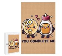 1000 PCS Jigsaws for Adults Puzzle Funny Couple, You Complete Me - Cute Pancakes & Syrup Puzzles for Adults Family Games Staycation Kill Time Challenging To Complete 1000 PCS