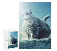 1000 PCS Jigsaws for Adults Puzzle Funny Fat Cat Jigsaw for Adults Fun Games Presents for Women Challenging To Complete 1000 PCS
