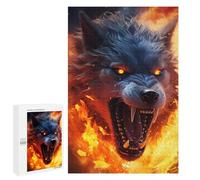 1000 PCS Jigsaws for Adults Puzzle Furious Scary Wolf Fire Jigsaw for Adults Fun Games Presents for Women Challenging To Complete 1000 PCS