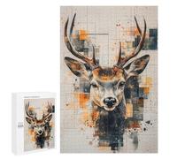 1000 PCS Jigsaws for Adults Puzzle Geometric Deer Portrait Jigsaws for Adults Fun Games Stress Reliever Challenging To Complete 1000 PCS