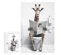 `1000 PCS Jigsaws for Adults Puzzle Giraffe Reading Newspaper in Bathroom Adult Jigsaw Puzzle Toy Wall Decor Wall Art Challenging To Complete 1000 PCS