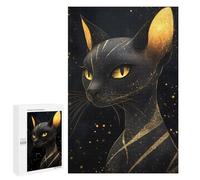 1000 PCS Jigsaws for Adults Puzzle Golden Sphynx Cat Starry Night Jigsaw for Adults Fun Games Presents for Women Challenging To Complete 1000 PCS