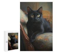 1000 PCS Jigsaws for Adults Puzzle Gothic Black Cat Portrait Jigsaw Puzzles for Adults For Family Fun for Birthday, Chrismas Unique Challenge Game 1000 PCS