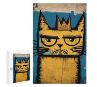 1000 PCS Jigsaws for Adults Puzzle Grumpy Abstract Cat Puzzles for Adults Family Games Staycation Kill Time Challenging To Complete 1000 PCS