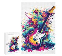 1000 PCS Jigsaws for Adults Puzzle Guitar Watercolor Music Jigsaw for Adults Fun Games Presents for Women Challenging To Complete 1000 PCS