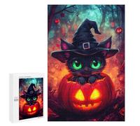1000 PCS Jigsaws for Adults Puzzle Halloween Witch Cat Jigsaws for Adults Fun Games Stress Reliever Challenging To Complete 1000 PCS