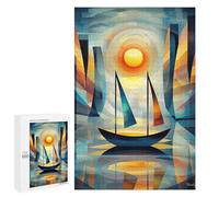 1000 PCS Jigsaws for Adults Puzzle Impression Sunrise - Cubist Minimalist Masterpiece Inspired by Monet Jigsaws for Adults Fun Games Stress Reliever Challenging To Complete 1000 PCS