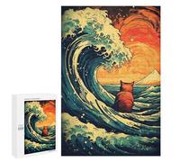 1000 PCS Jigsaws for Adults Puzzle Japan Wave Cat Puzzles for Adults Hands-on Game Hand Speed Race Great Gift for Gaming 1000 PCS