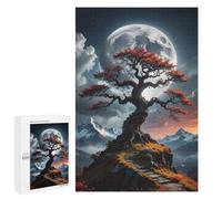 1000 PCS Jigsaws for Adults Puzzle Japanese Bonsai Tree Moon Jigsaws for Adults Fun Games Stress Reliever Challenging To Complete 1000 PCS