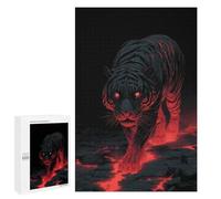 1000 PCS Jigsaws for Adults Puzzle Lava Tiger with Red Glowing Eyes Puzzles for Adults Toy Wall Decor Enhance Memory Gifts for Friends And Family 1000 PCS