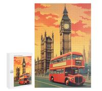 `1000 PCS Jigsaws for Adults Puzzle London's Iconic Red Bus And Big Ben Adult Jigsaw Puzzle Toy Wall Decor Wall Art Challenging To Complete 1000 PCS